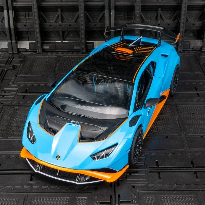 

1:32 HURACAN STO Alloy Sports Car Model Diecast Metal Toy Vehicle Car Model High Simulation Sound and Light Collection Gift