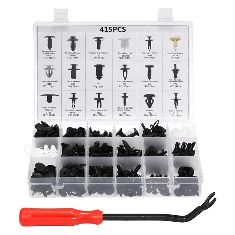 Plastic Fasteners Kit,Car Retainer Clips & Plastic Fasteners Kit Auto Fastener Clips with Clips Removal Tool 415PCS