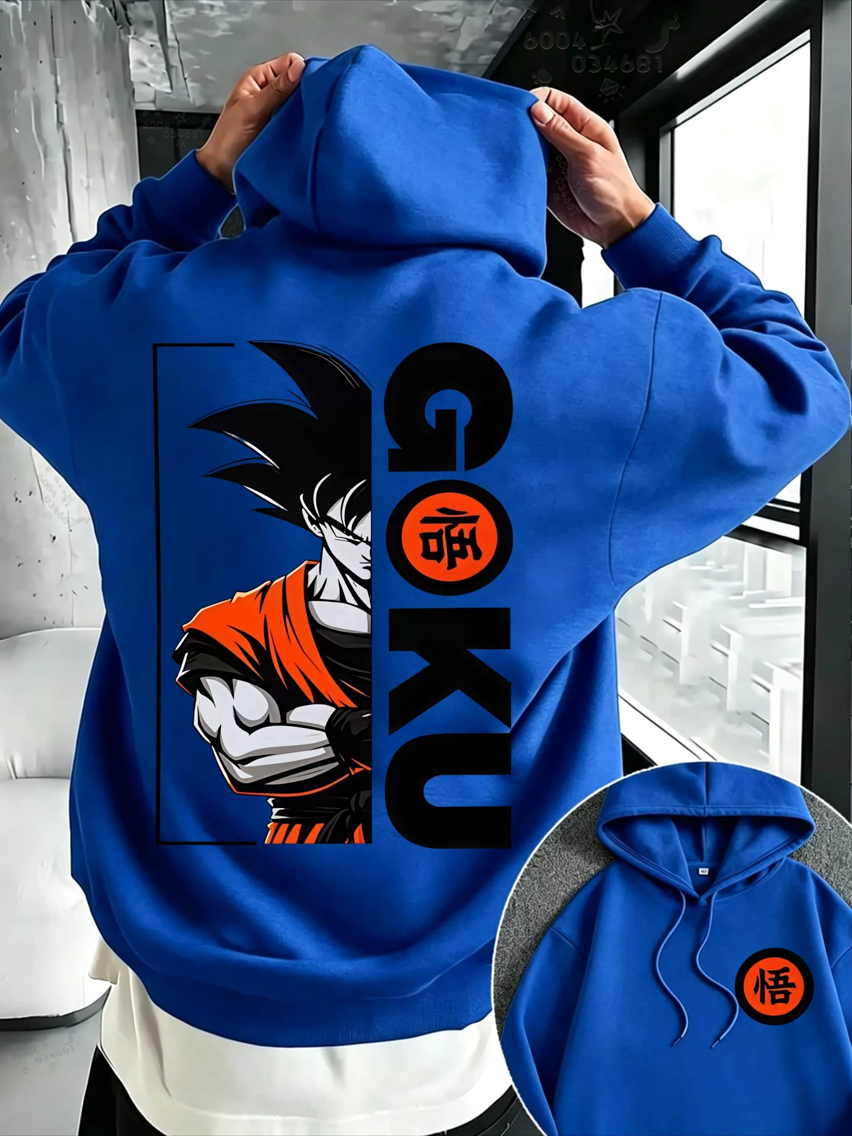 Lässiger, langärmeliger Kapuzenpullover für Jungen mit Beijita-Logo und Dragon Ball Anime-Aufdruck – eine trendige Streetwear für Kinder. – Detail 4