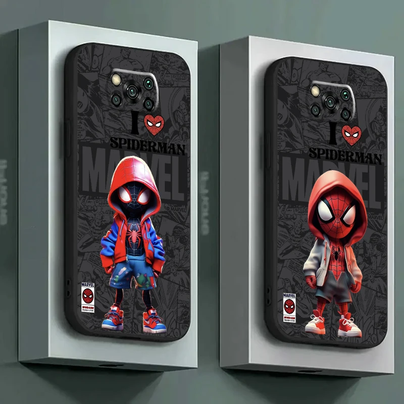 Marvel Spider Man Cartoon For Xiaomi POCO X5 X4 X3 Pro NFC F5 F4 F3 Pro GT M4 M3 Pro 5G Phone Case Coque Liquid Silicone Shell