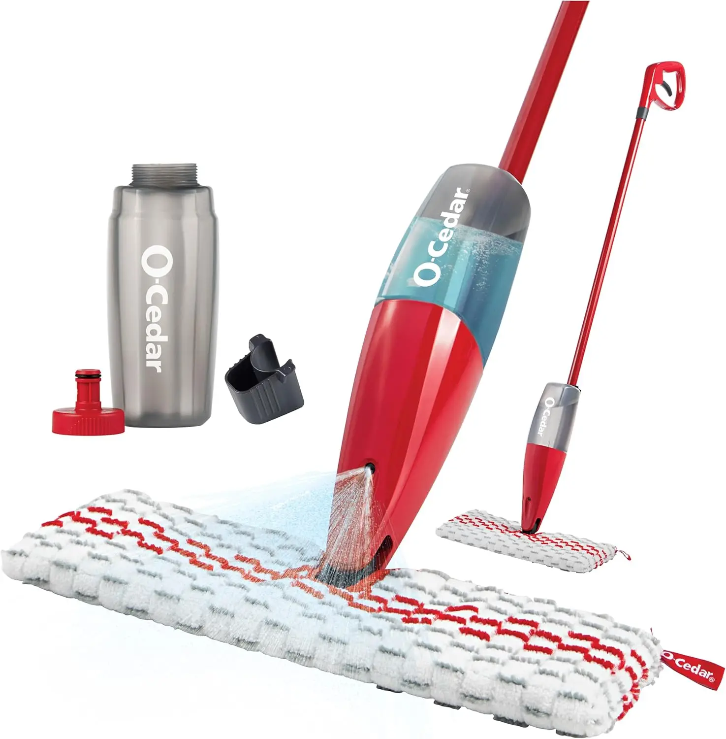 

Premium Microfiber Spray Mop with Adjustable Handle, Red - Easy Floor Cleaning Solution for Home