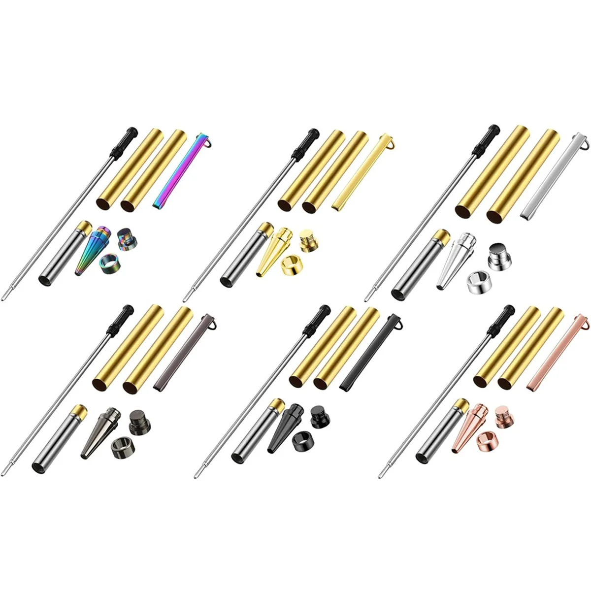 ABXK 60pcs Twist-Out Pen Kit for Woodturn 7mm Slim Pen Bulk with Refill Pack Woodturn Projects for DIY Crafts Gifts