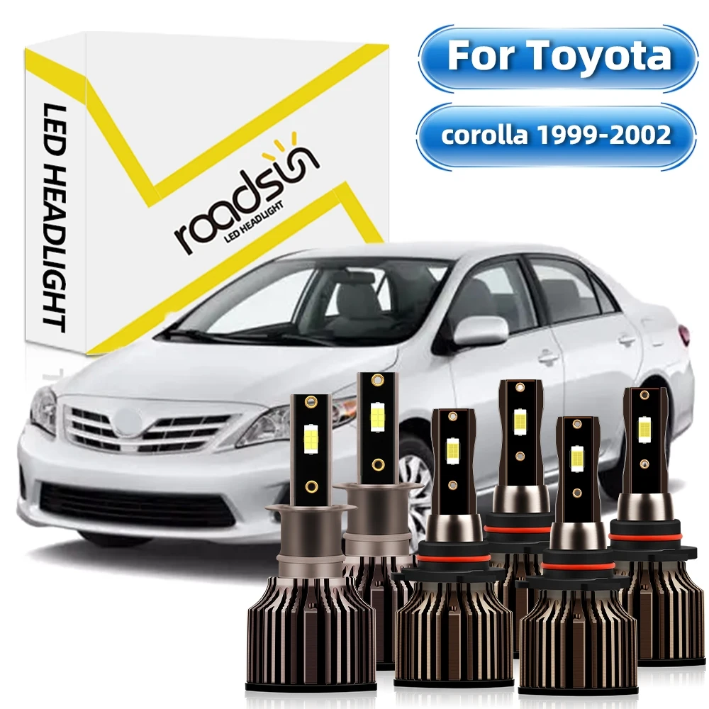 【For Toyota COROLLA 1999-2002】LED Bulbs 9005/HB3 9006/HB4 Hi/Lo Beam + H3 Fog Lamp 6000K White 25000LM 400% Bright Plug And Play