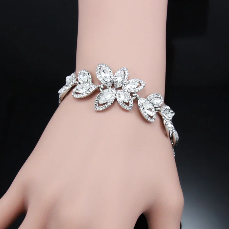Clearance / Bridal Bracelets for Bridesmaids Flower Wedding Bracelets Gold Plated CZ Crystal Wedding Jewelry bransoletka brtj88