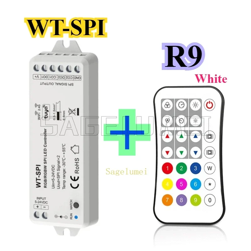 DC5V-24V WT-SPI WiFi 2.4G RF Remote RGB/RGBW SPI LED Controller Kits For 1024 Pixels WS2811 WS2812 WS2815 Pixel LED Strip Lights