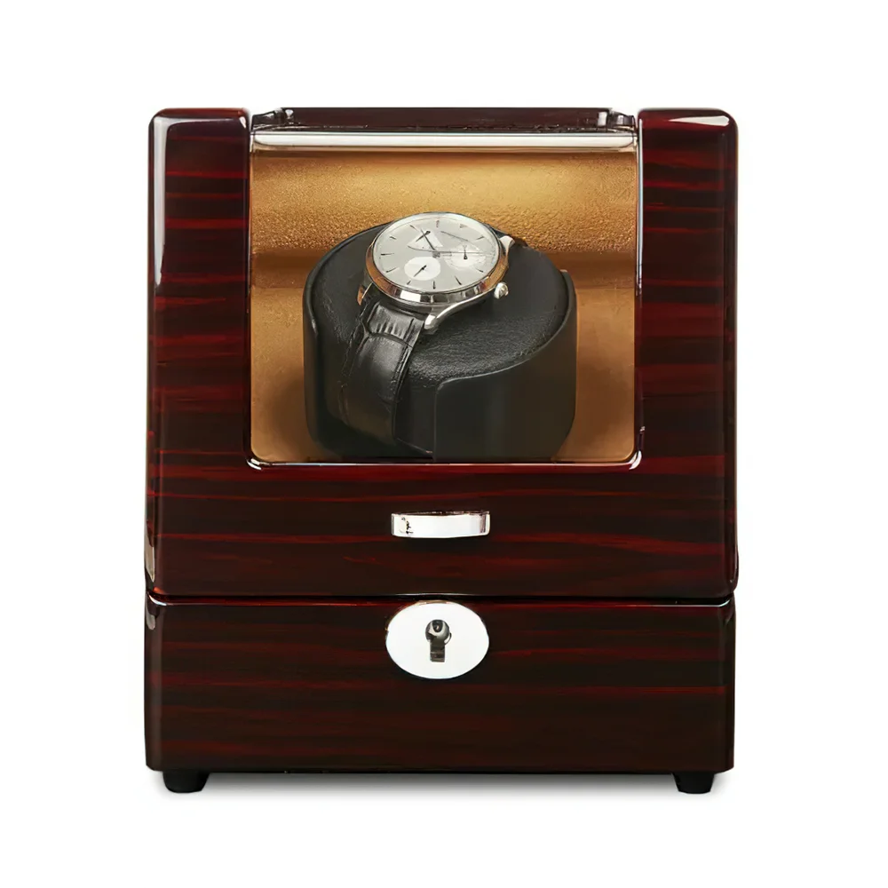 Watch Winder for Single Automatic Watches with Quiet MABUCHI Motors Piano Paint by AC Adapter or Battery