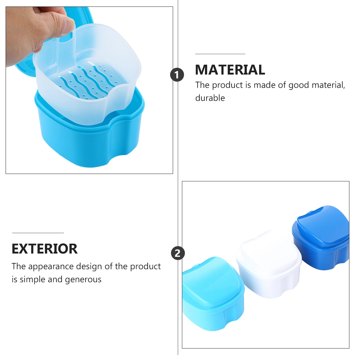 

3 Pcs Denture Box Plastic Containers for False Teeth Retainer Dental Kits Adult Durable Storage Case Travel Hygiene