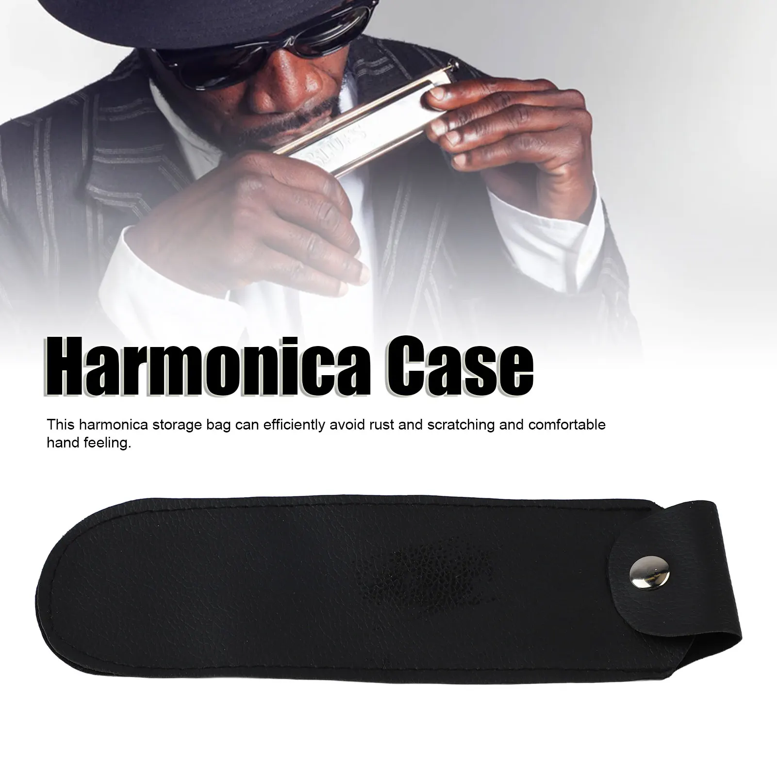 Harmonica Storage Bag Comfortable Hand Feeling PU Leather Harmonica Case Container For Travelling