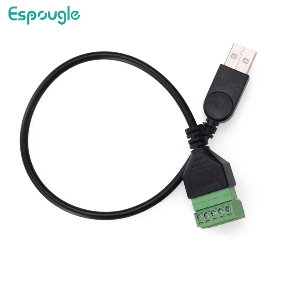 

500pcs USB 2.0 Type A Male to 5Pin Male Female Bolt Screw Shield Terminal Extension Cable Lead Cord Wire