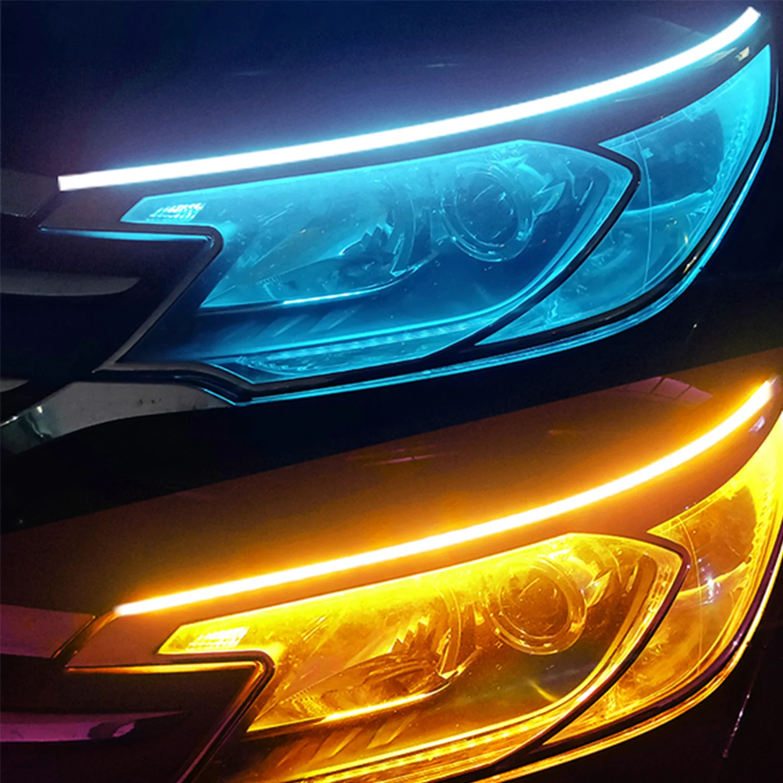 

2 Pcs Streamer Daytime Running Light Bar Car Accessories LED Lamp Flexible Strip Headlight Waterproof Surface Tube Driving