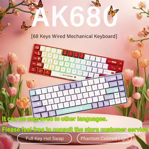 AJAZZ AK680/AK680 MAX Gaming Mechanical Keyboard ABS Keycap Wired Wireless 2.4G BT Keyboard Hot Swap Custom Gasket for PC Laptop
