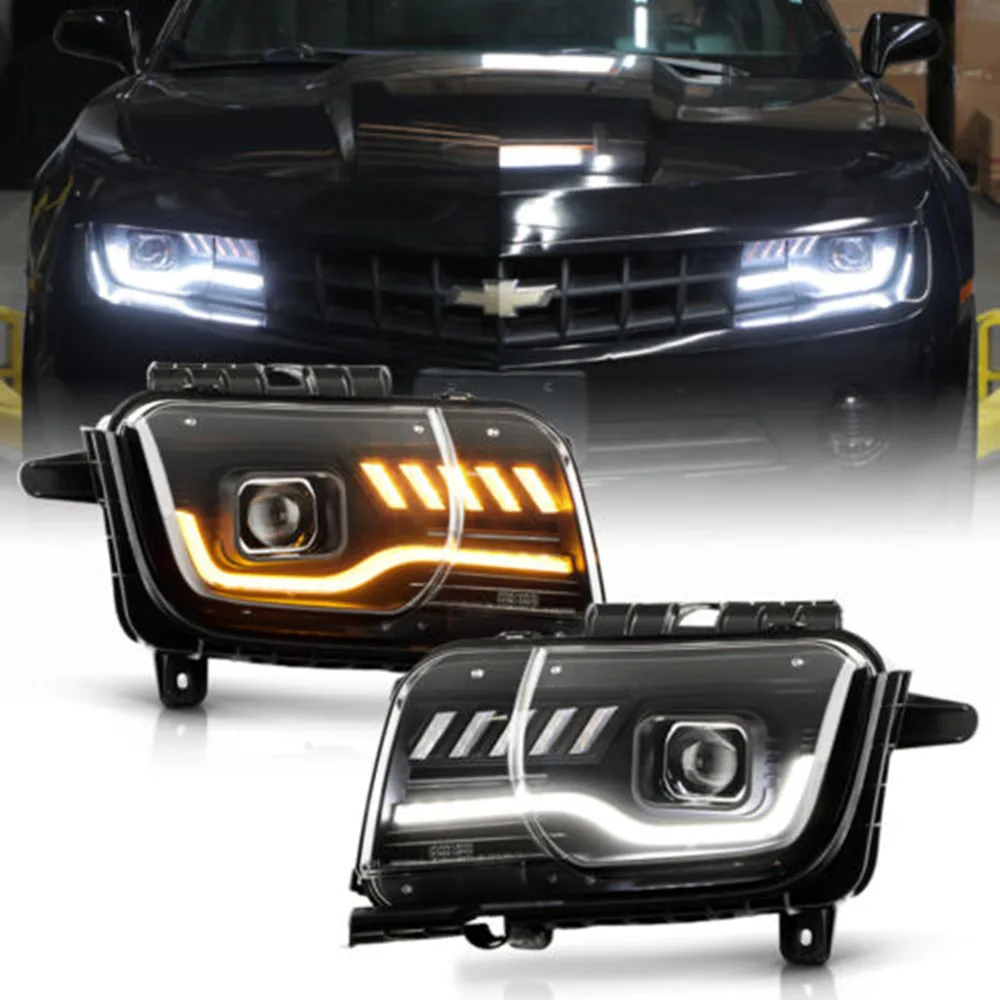 

2pc Car Head Lights For Chevrolet Camaro Led Headlights 2009-2012 Chevy Accessories Front DRL Turn Signal Headlamp Assembly