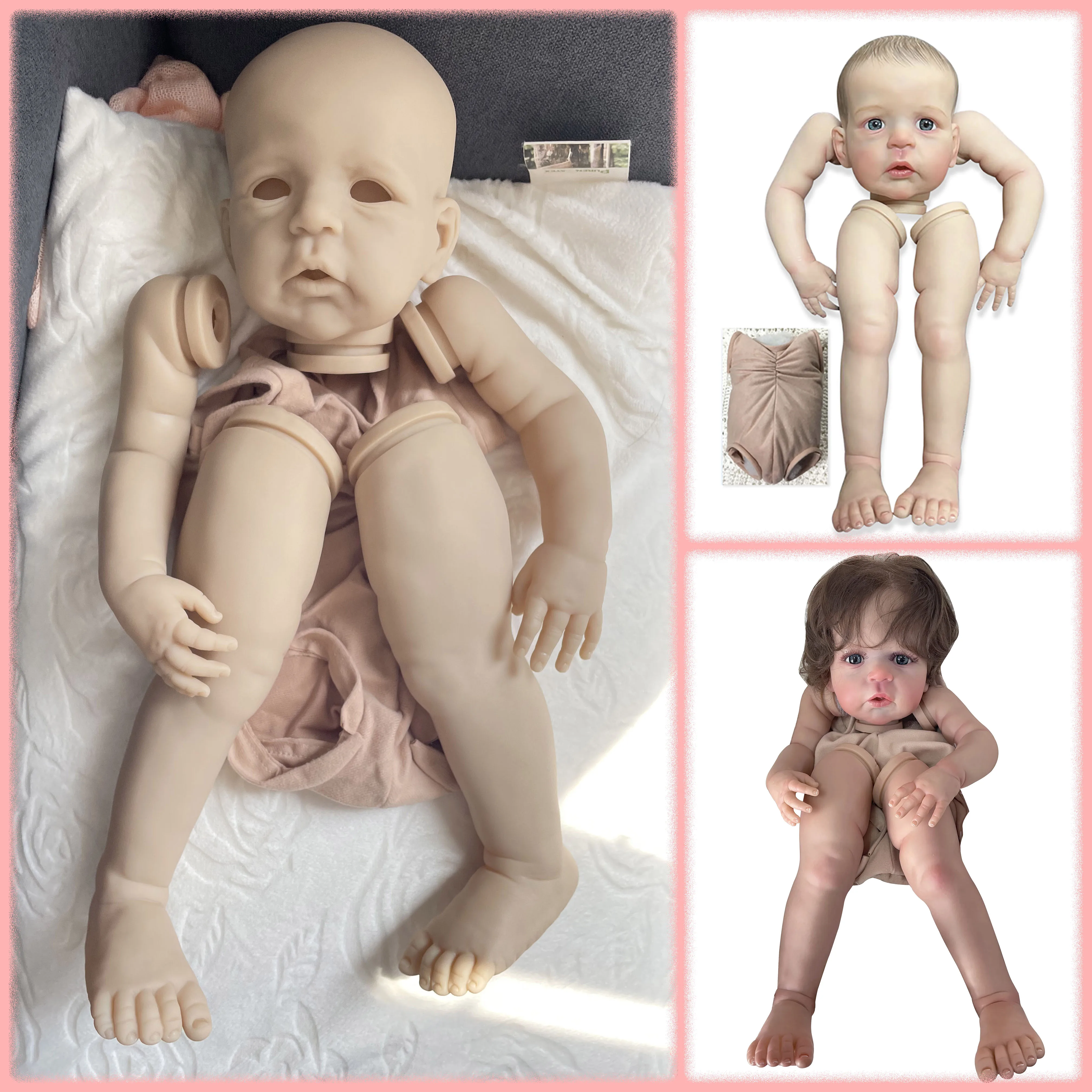 Kit de muñeca Sandie Reborn de 24 pulgadas, Kit en blanco sin pintar/Kits ya pintados, piezas de muñeca DIY de Color suave y fresco realista con cuerpo de tela