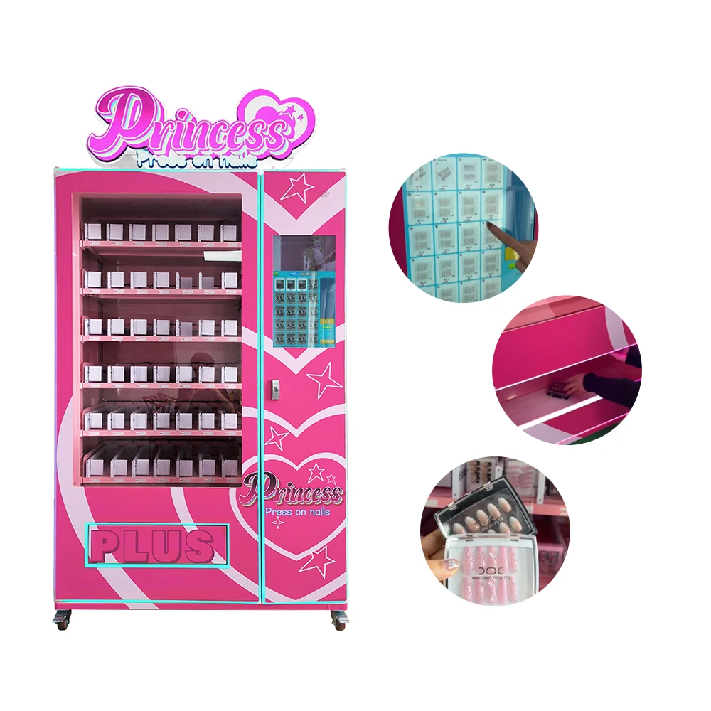 

Customized Party Pink Lipstick Vending Machine Self Service Manicure SDK Function 200 300 Capacity 1 Year Warranty System