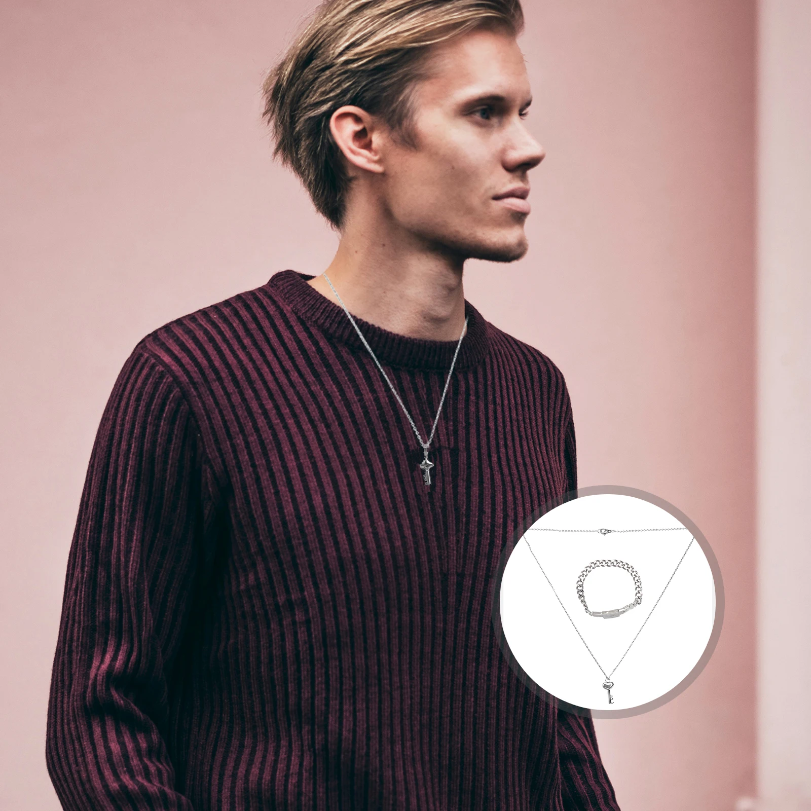 

1Pcs Delicate Titanium Steel Bracelet Female Lock Male Wrist Chain Stand Out in Crowd Excellent Workmanship Silver