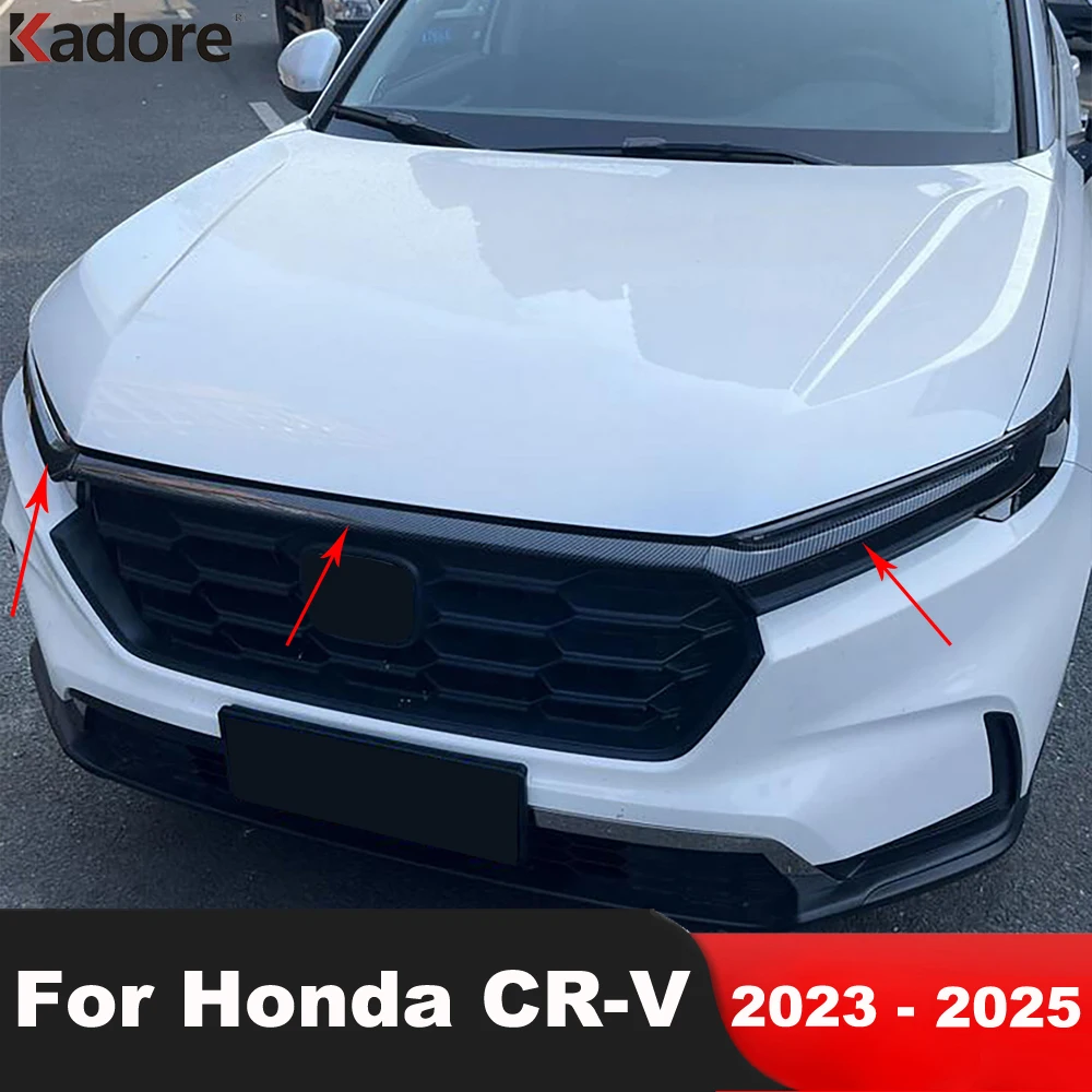 

Накладка на верхнюю решетку радиатора для Honda CR-V 2023 2024 2025, карбоновая, аксессуар для автомобиля, декоративная полоса на капот двигателя