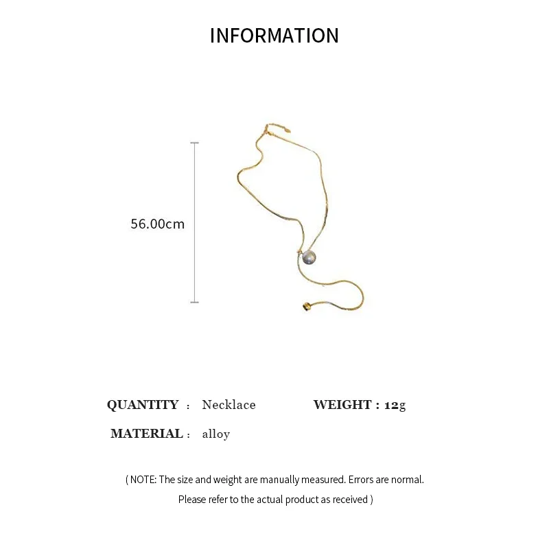 Minimalist Simulated Pearl Necklace Titanium Steel Adjustable Long Chain Necklace Female Party Wedding Dress Jewelry Girls Gifts