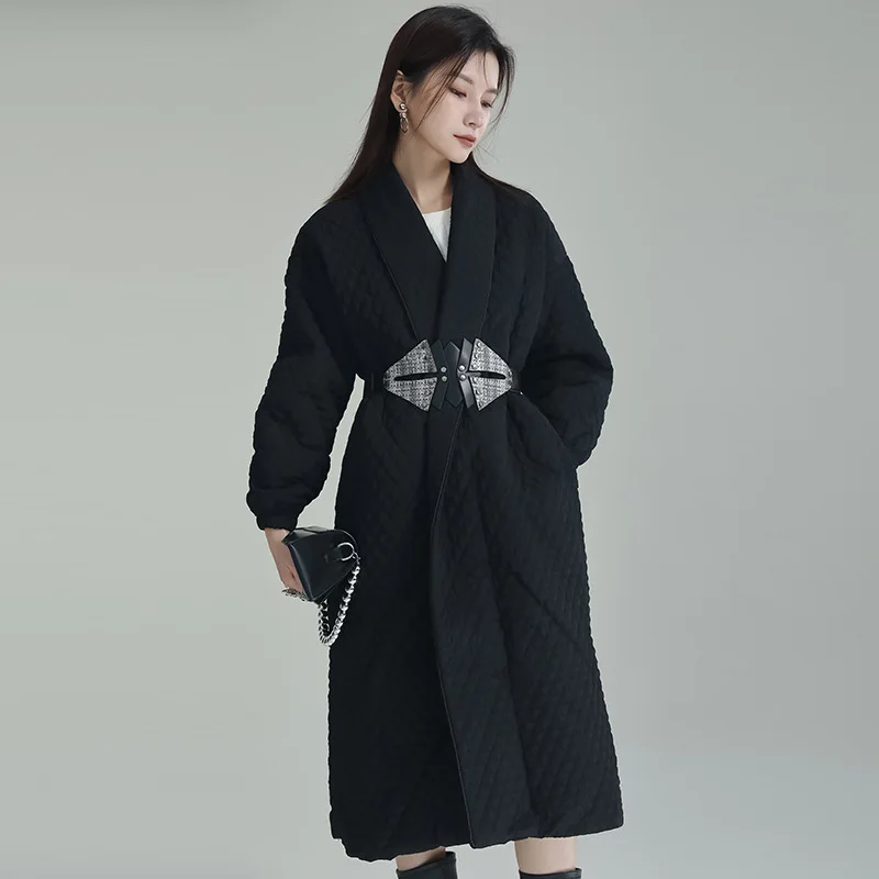 2024 spring clothes new Yamamoto dark design sense Ling cotton coat coat back slit button long cotton clothes wome