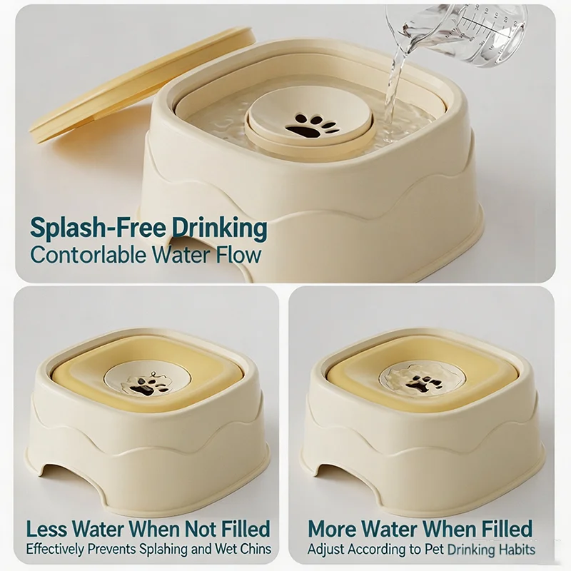 Dog Drinking Water Bowl Floating Non-Wetting Mouth Cat Bowl Without Spill Drinking Water Dispenser Plastic Anti-Over Dog Bowl view 3