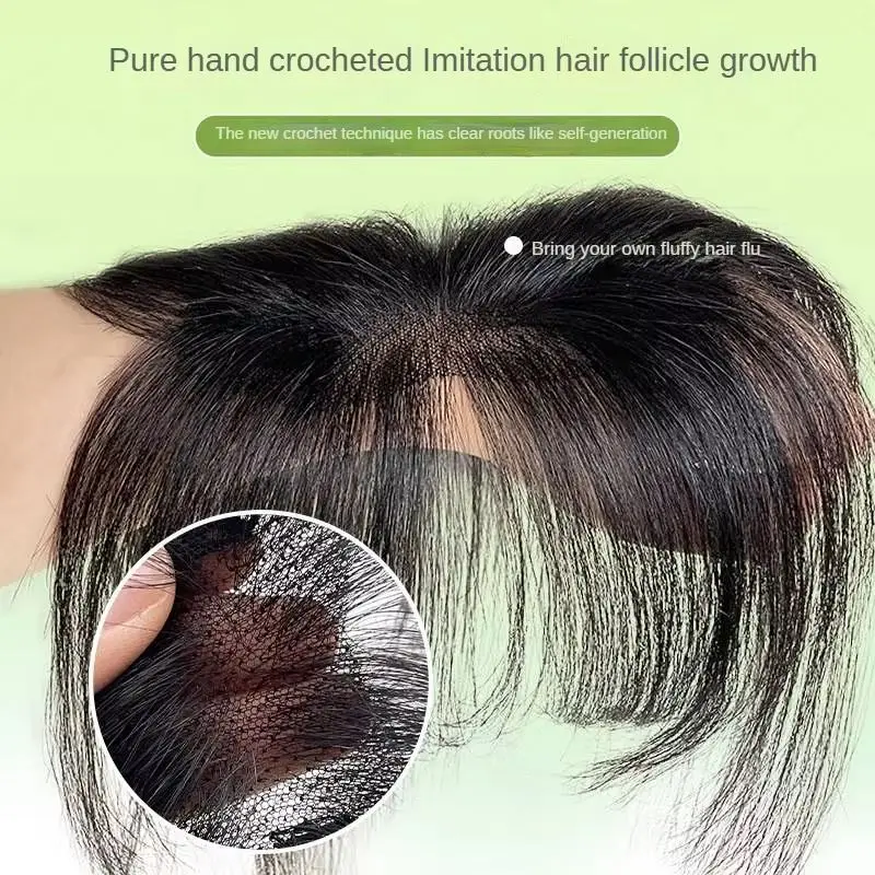 3D Forehead Hairline Baby Hair Fringe with Clips Human Hair Bangs Topper for Women Invisible Lace Real Hair Accessory Hairpiece