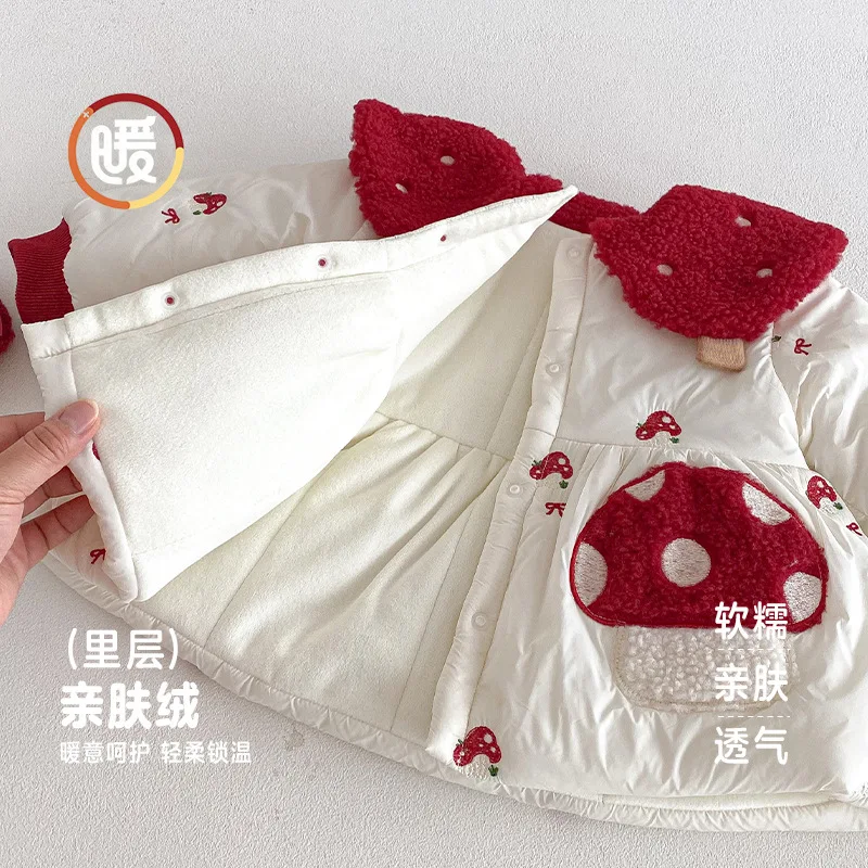 ملابس الفتيات السنة الغربية الجديدة 2025 شتاء جديد فستان سنة واحدة ملابس عيد ميلاد الطفل القطن الفطر سترة قطن #2