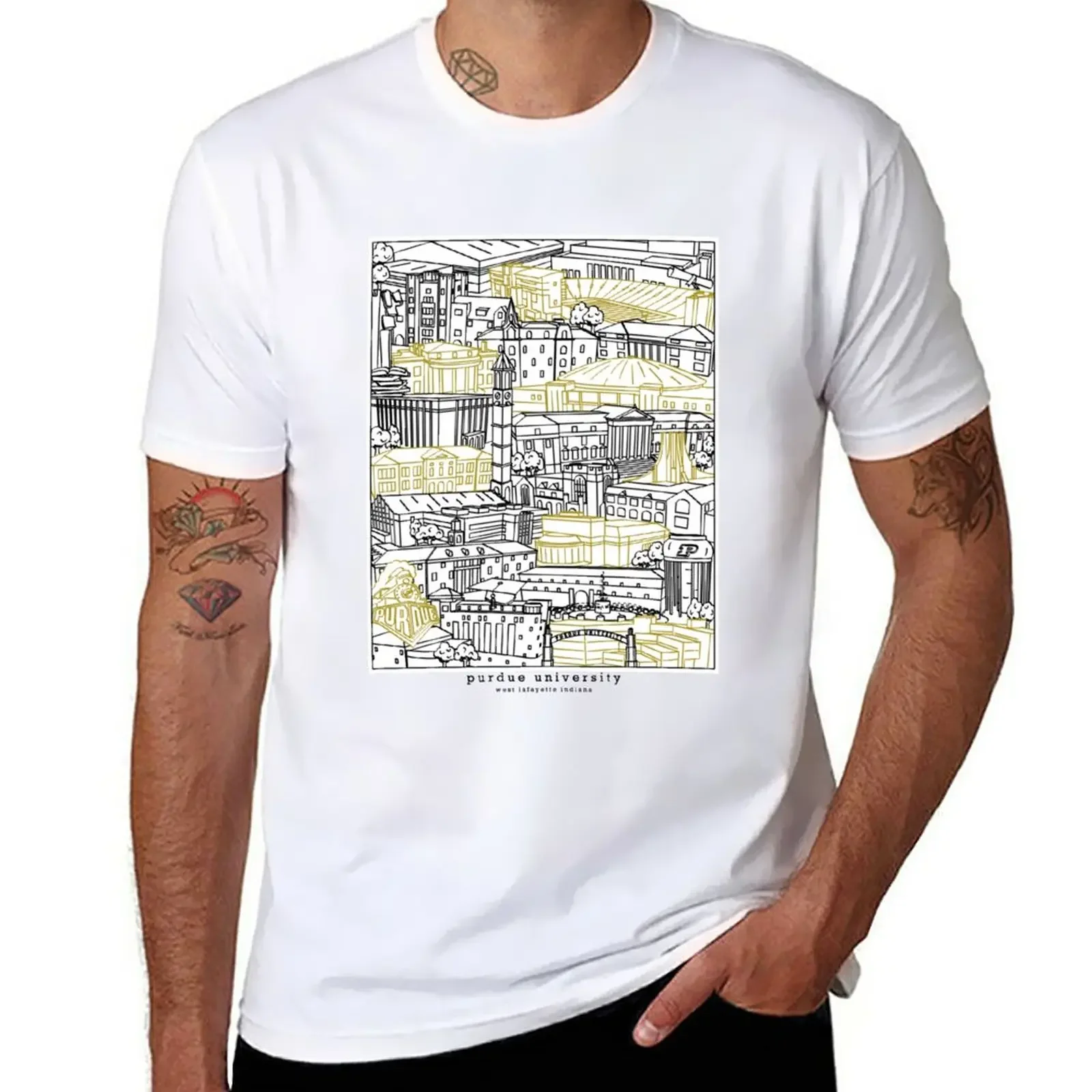 New Purdue University Campus Artwork T-Shirt sublime t shirt T-shirt short mens t shirts pack