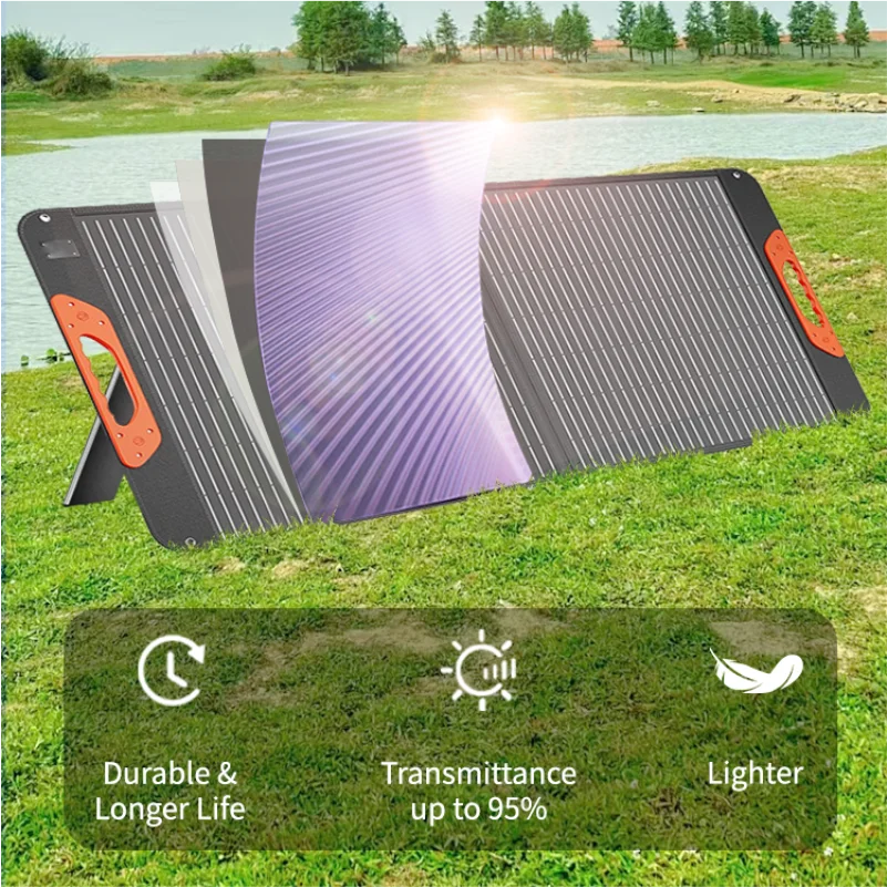 ETFE 60 واط 100 واط 200 واط الألواح الشمسية القابلة للطي خلية المحمولة لوحة شحن الطاقة الشمسية مجموعة كاملة السياحة في الهواء الطلق التخييم محطة الطاقة
