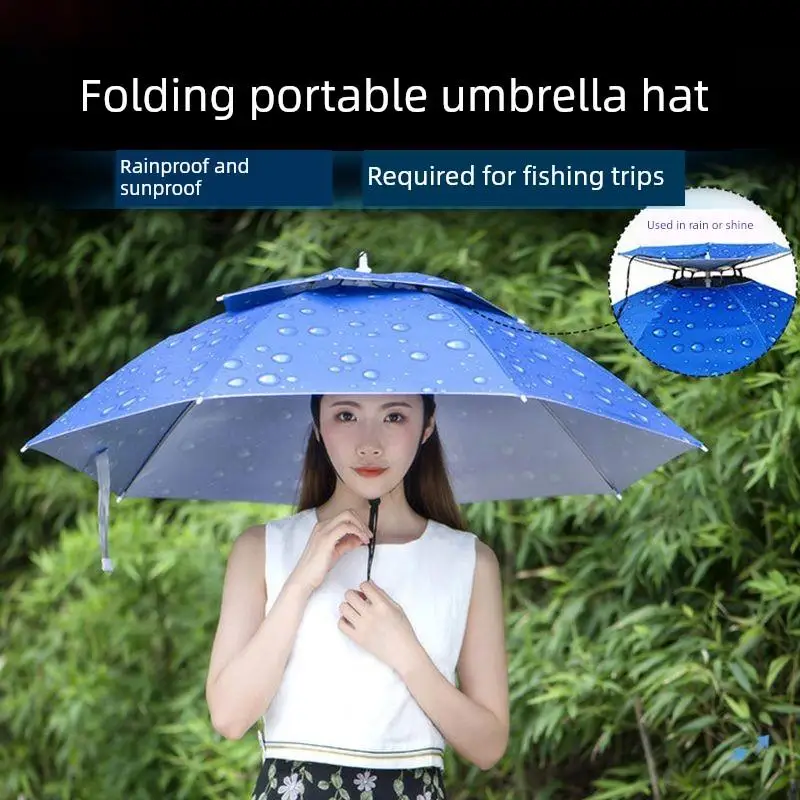 

Outdoor Fiing Umbrella Hat Double Layer Windproof Rainproof Sunscreen Foldable Headwear Fiing ade Cap Sun Protection