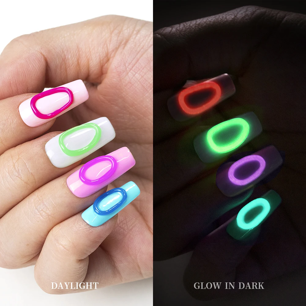 BOLZIN 15ml Neon Luminous Non Stick Hand Extension Nail Gel Soak Off  UV LED Semi-Permanant Carving Flower Nail Art Varnish