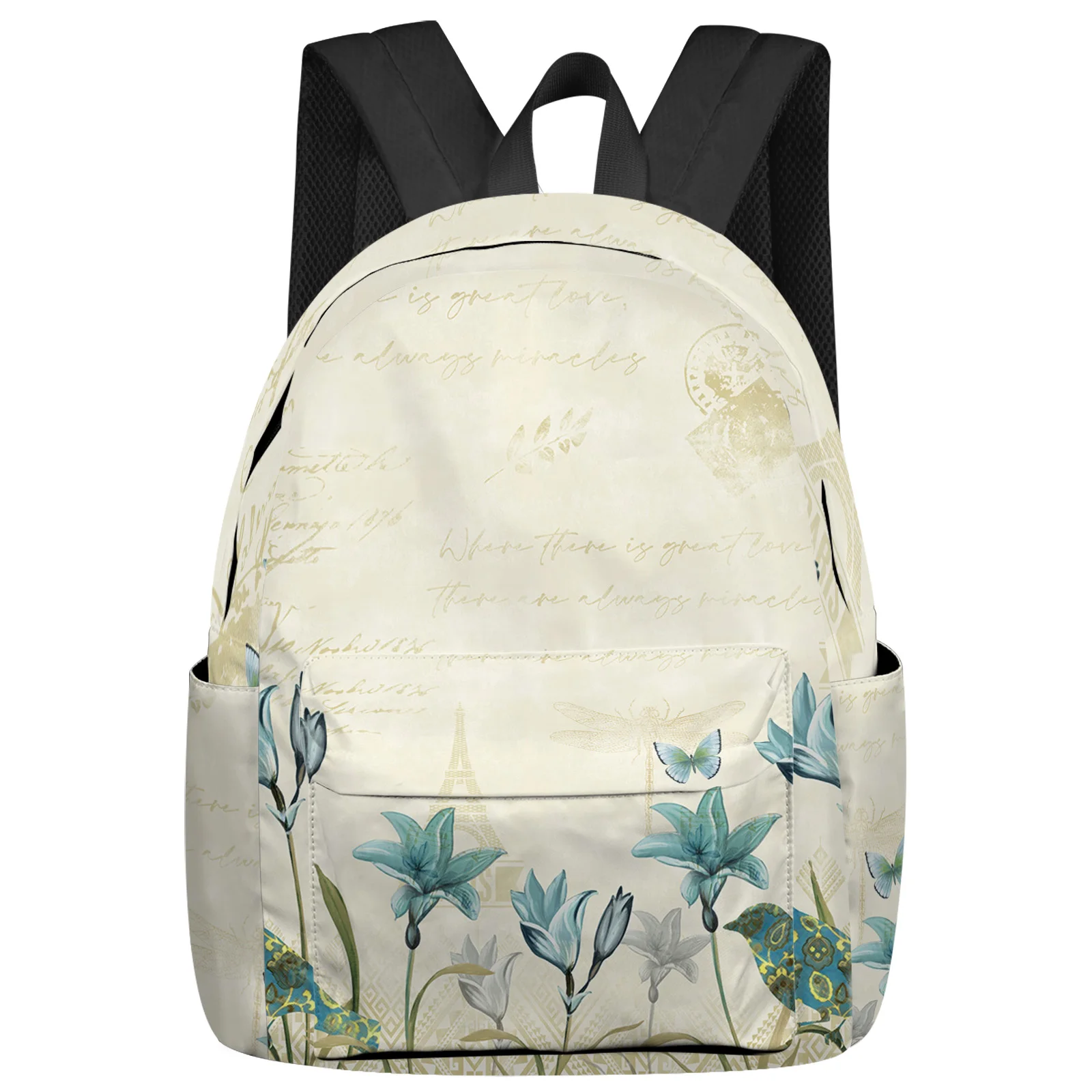 Rustic Vintage Tulip Flower Bird Women Man Backpacks Waterproof School Backpack For Student Boys Girls Laptop Bags Mochilas