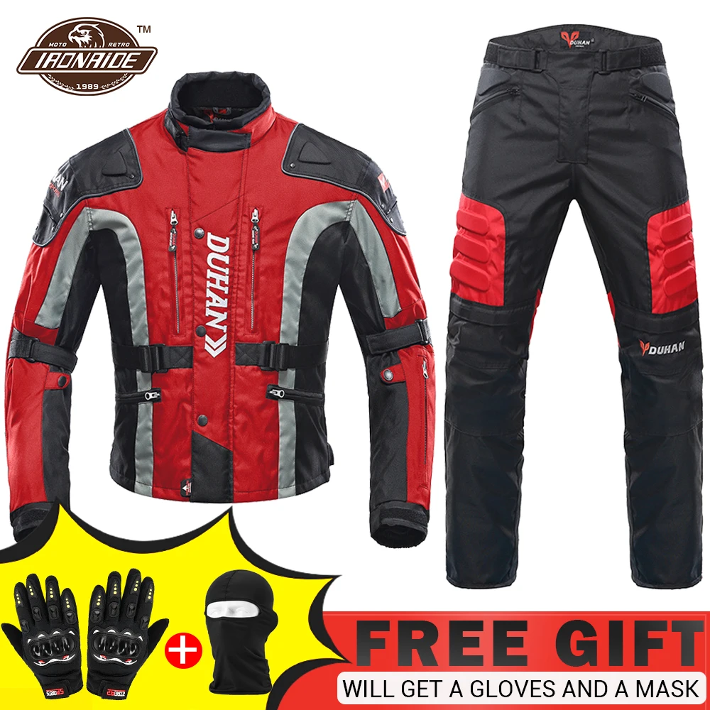 DUHAN Schwarz Motorrad Jacke Motorrad Hosen Männer Motocross Racing Jacke Körper Rüstung Mit Moto Protector Moto Kleidung 5