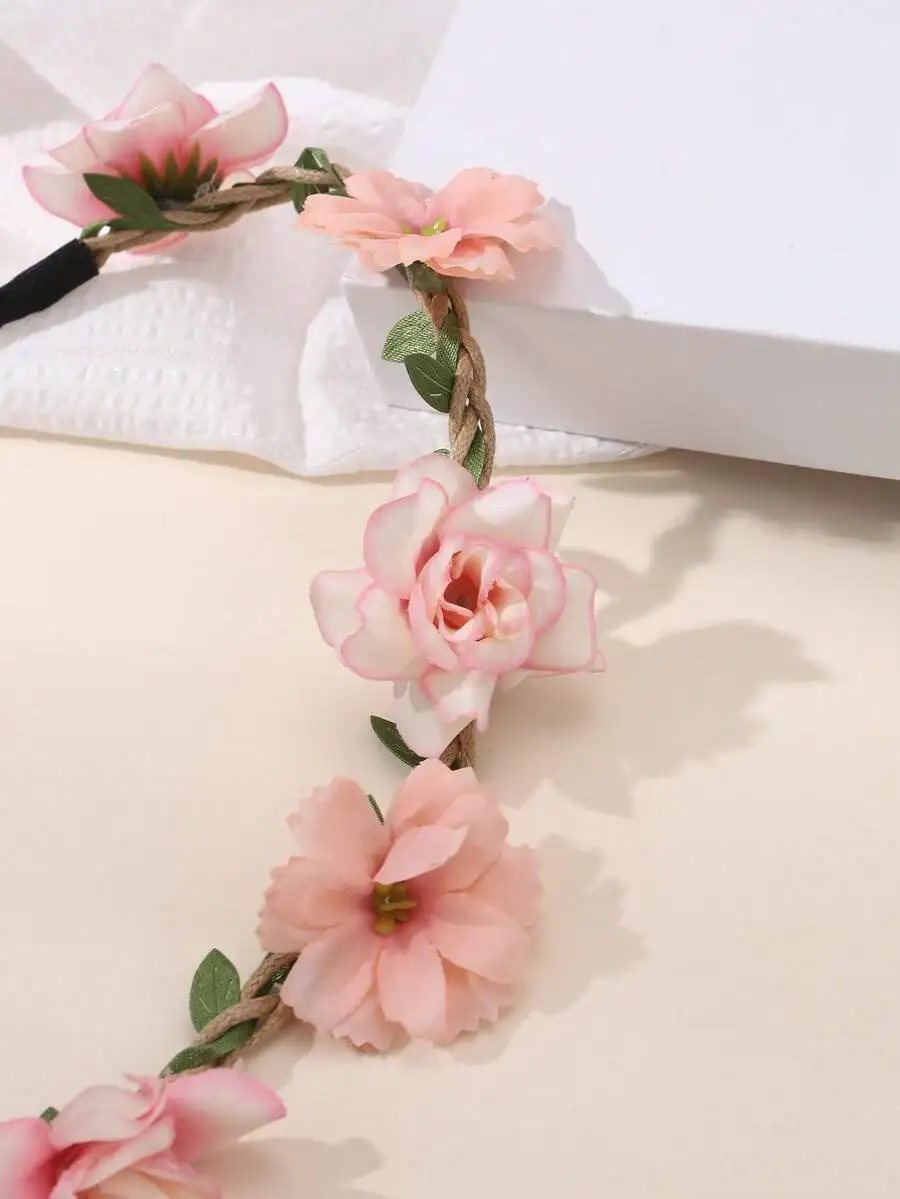 

Bohemian Artificial Flower Headband For Women Wedding Party Valentines Day Accessory