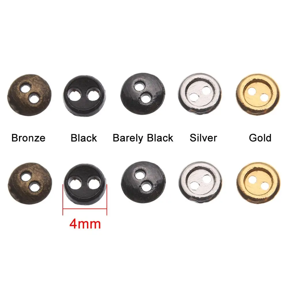 อุปกรณ์ตกแต่งน่ารัก 20/40 ชิ้น หัวเข็มขัดร้อยสายตุ๊กตาแบบสองรู สำหรับงานเย็บปักถักร้อย กระดุมโลหะขนาดเล็ก DIY สำหรับเสื้อผ้า