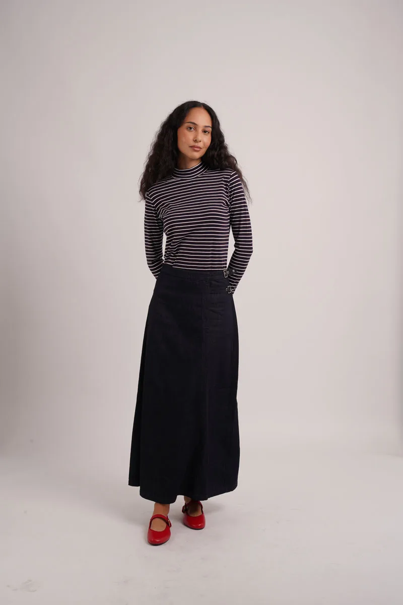 AS AW26 cotton denim no strech buckle skirt casual woman clothes