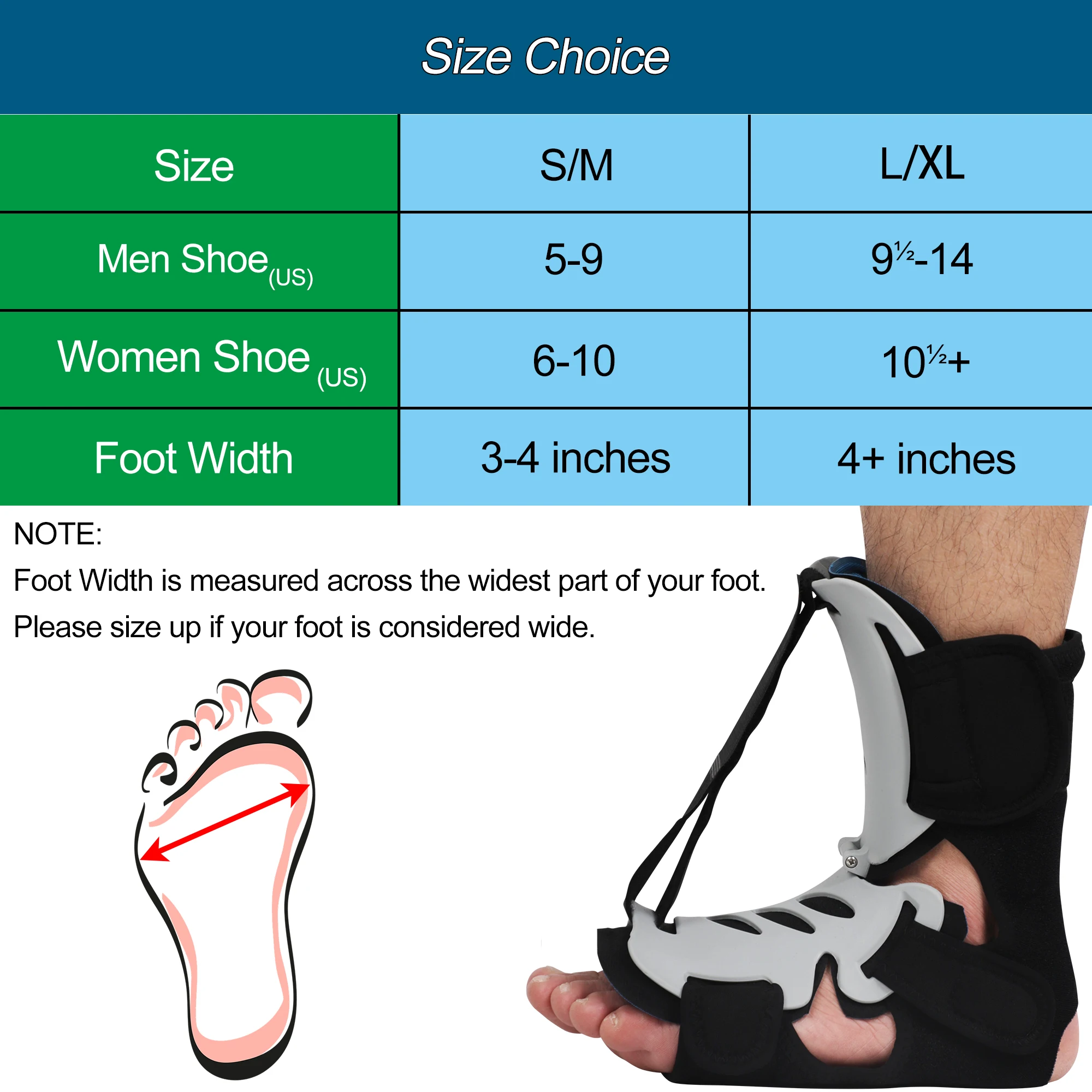 Foot Night Splint with Massage Ball for Pain Relief by Plantar Fasciitis, Achilles Tendonitis, Foot Drop, Flat Arch, Heel Spur