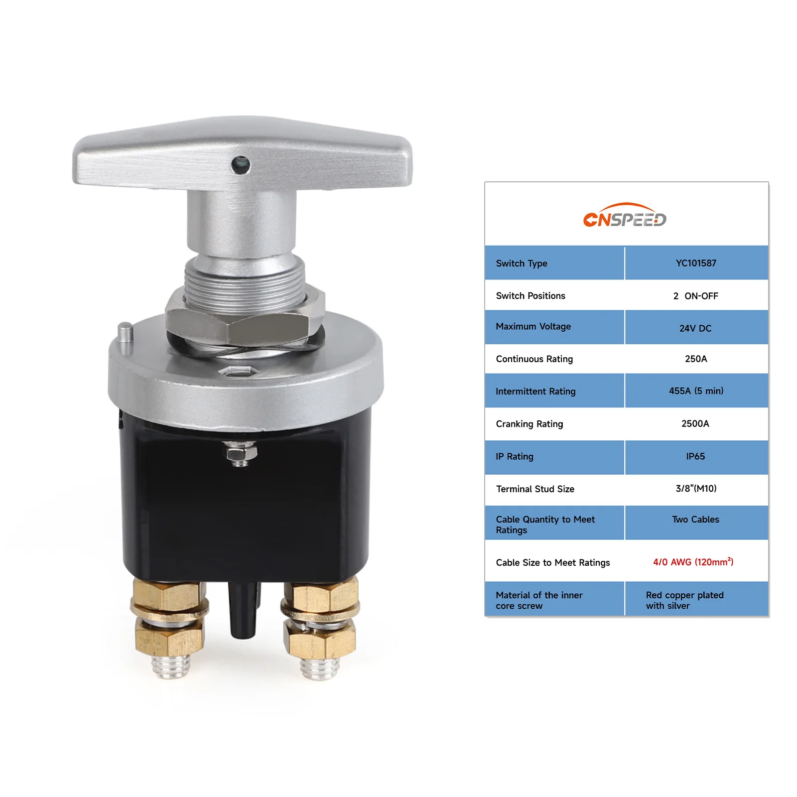 

24v For RV Camper Van Truck Boat Heavy Duty Battery Kill Mass Switch Battery Circuit Cutter Disconnecter Isolator With Keyhole