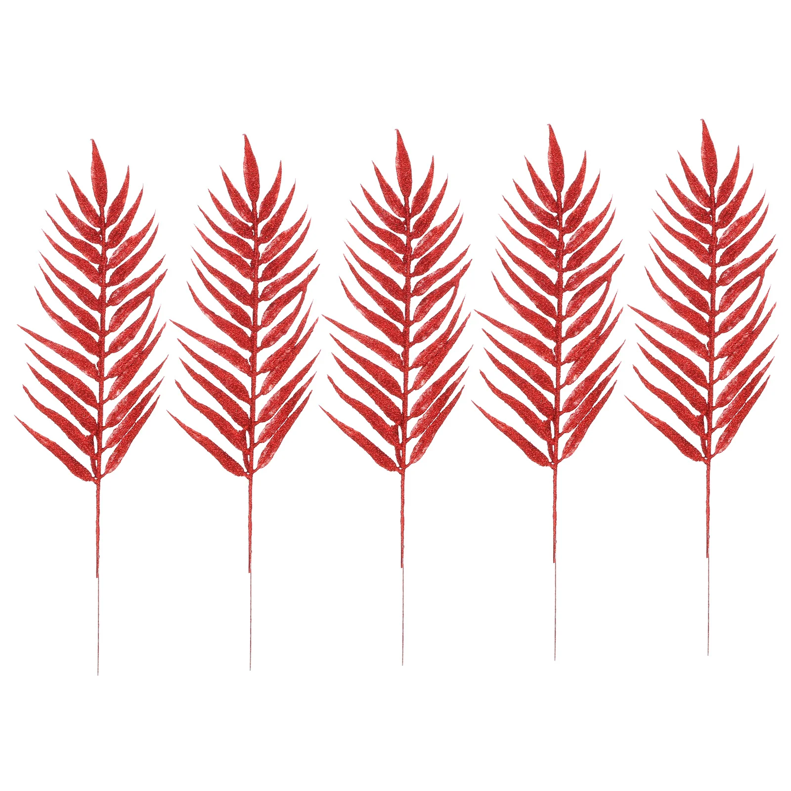 5 pezzi di piante finte per albero di Natale, foglie autunnali, decorazione rossa artificiale