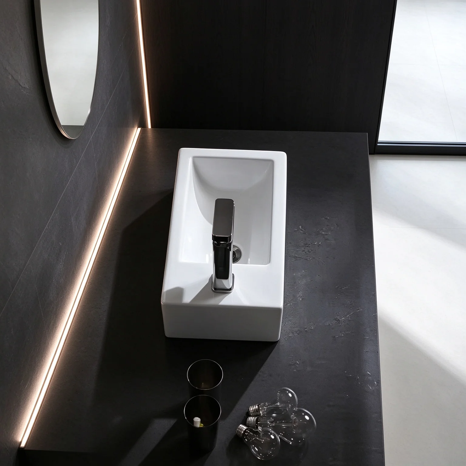 Modern White Ceramic  Basin Countertop Wash Basin Bathroom Sink Vanity Bowl Above Counter Vessel Basin for Home Hotel Apartment