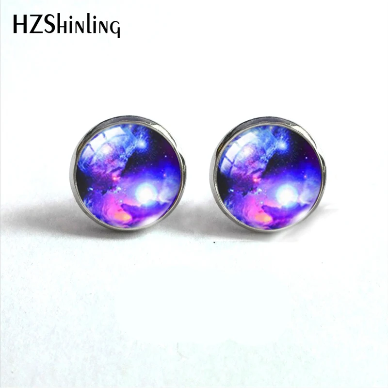 2019 New Fashion Galaxy Nebula Space Glass Dome Stud Earrings Charming Galaxy Nebula Space Handmade Jewelry Earrings