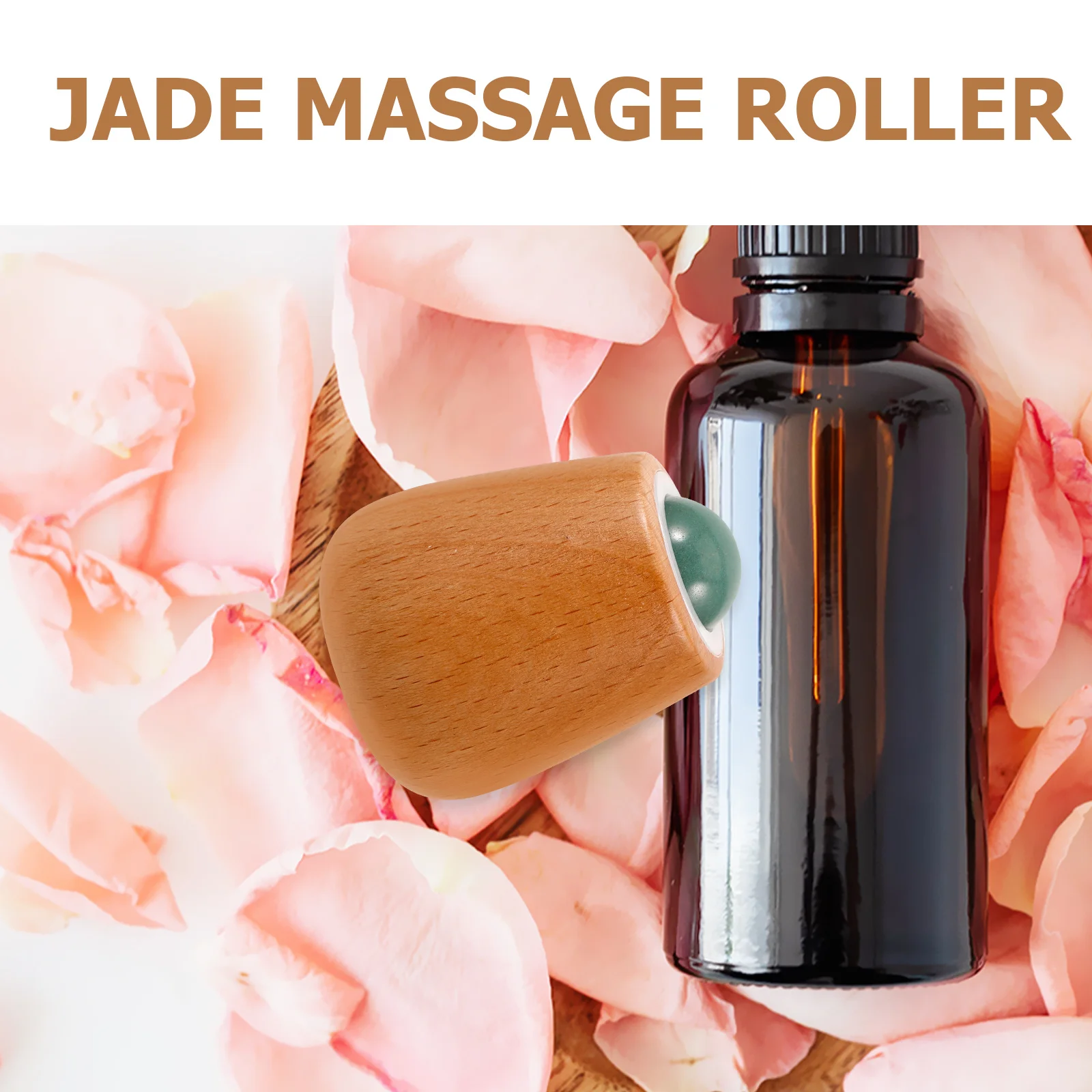 Rodillo de Jade, herramienta de masaje Facial, mango de madera para alivio de la tensión muscular Facial, rodillo de belleza portátil para hinchazón de ojos
