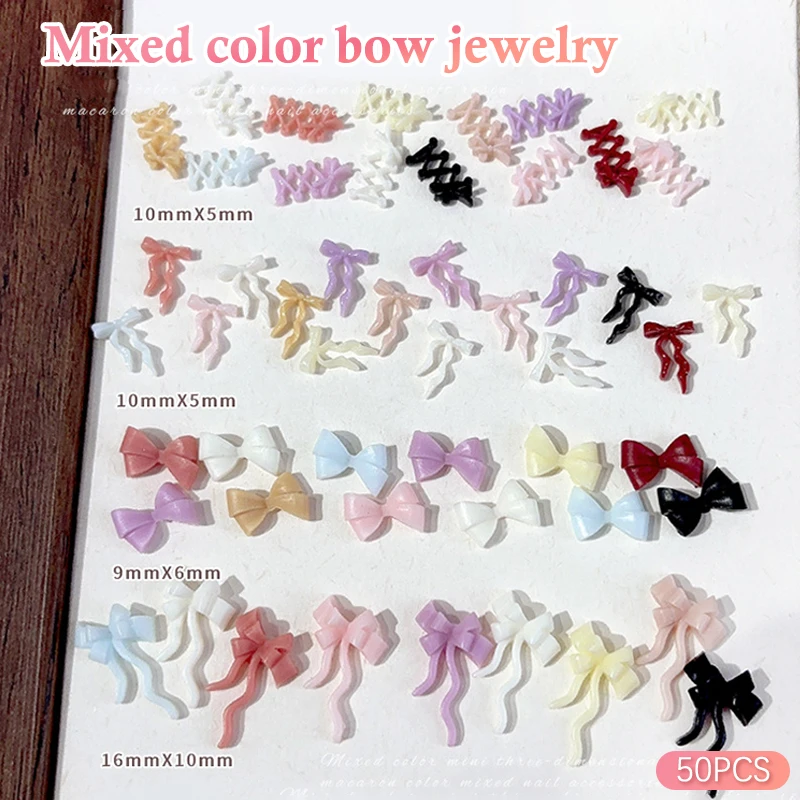 50 قطعة معكرون صغير اللون الانحناء مسمار الفن زينة ثلاثية الأبعاد الحلو الحد الأدنى العلاقات الراتنج مسمار السحر DIY بها بنفسك القرط مستلزمات الأظافر #3