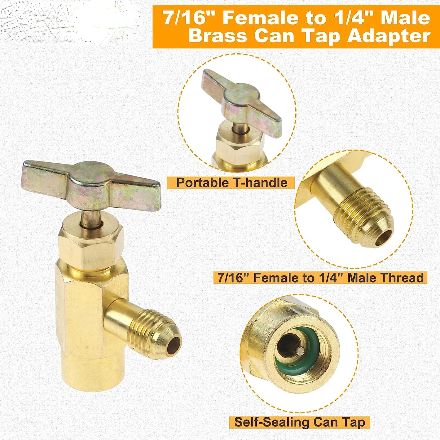 7/16 "żeński do 1/4" samonastawny Adapter do zaczepu samonastawnego ładowania i K-28 kompatybilnych puszek chłodniczych — zdjęcie 6