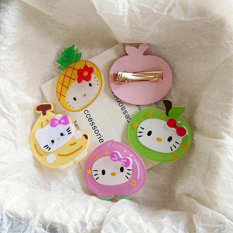 Kawaii Sanrio Hello Kitty Haarspeld Meisjes Ornamenten Anime Accessoires Cartoon Headset Scrunchies Haar Cirkel Hoofdtooi Haar Geschenken