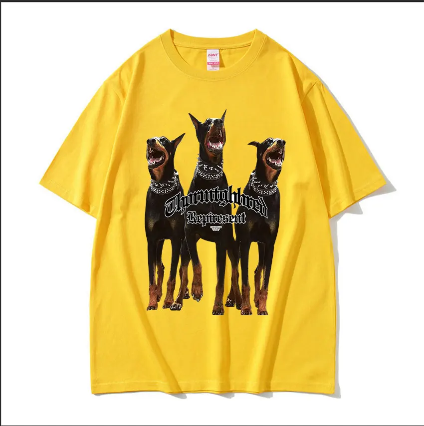 Men\'s Hip Hop Trend T Shirt Funny Rottweiler Doberman Graphic Print T-shirts Summer Men 100% Cotton Oversized T-shirt Streetwear