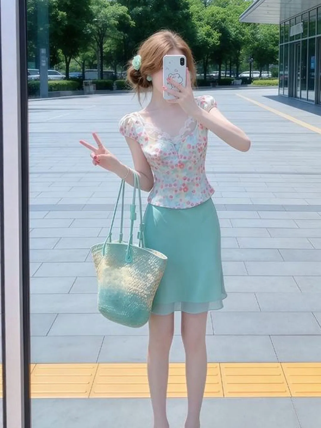 

Gentle Wind Unique Beautiful V-ne Top Skirt Two-piece Set Anti-aging Whole Set Spring 2026 Casual Faion Women's Ensemble