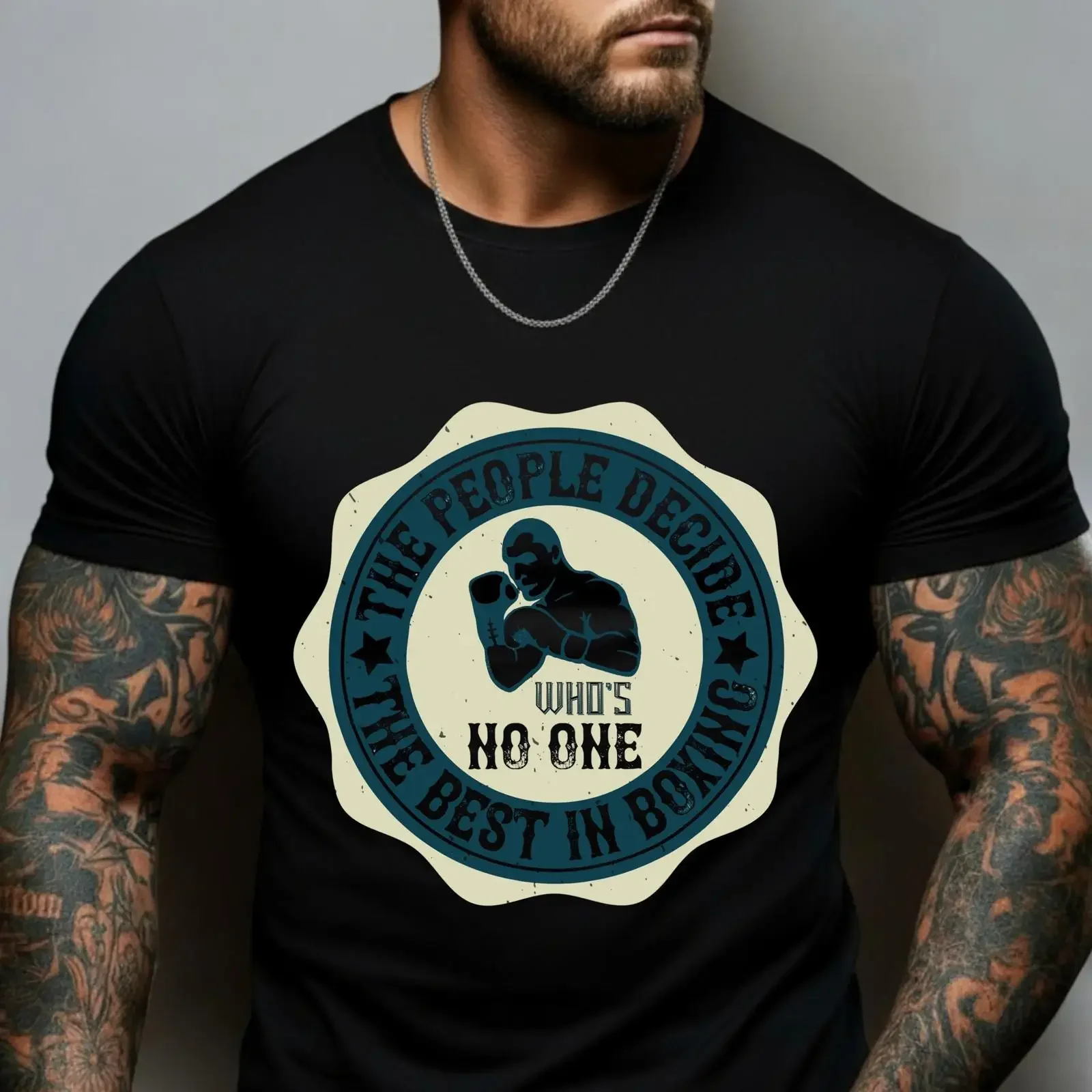 The People Decide Best In Boxing T Shirt Men's Vintage Badge Casual  FighT For Fans vintage Washed Soft fashion Comfortable