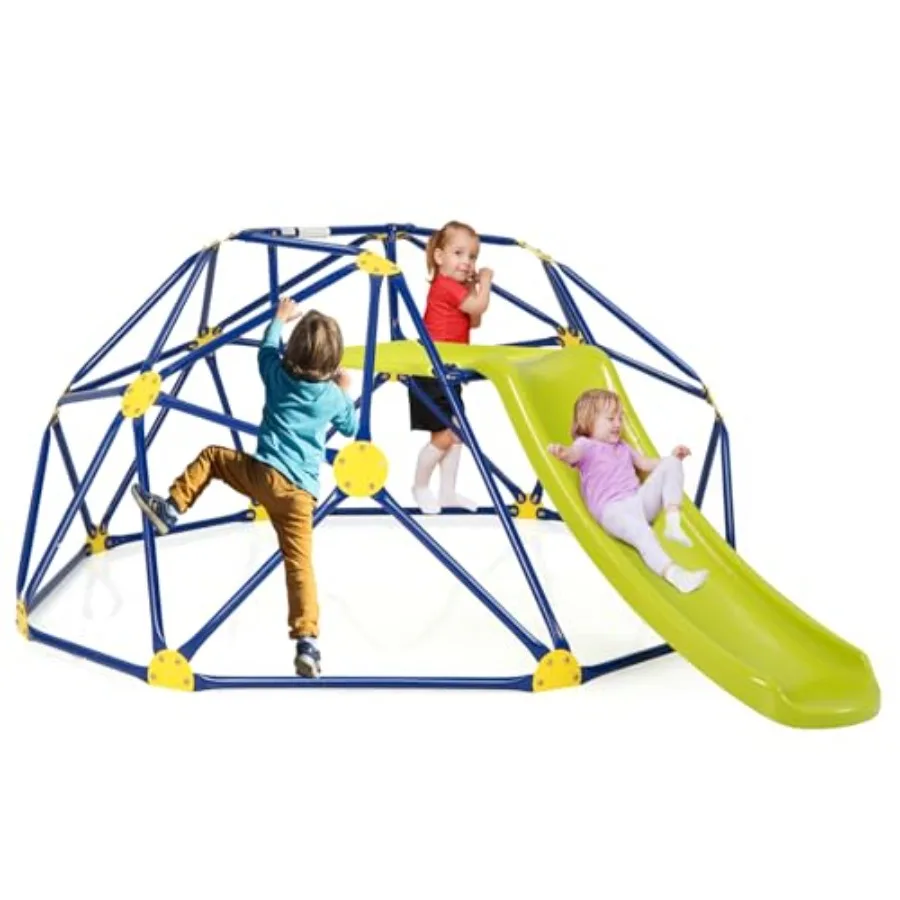 

Купольный скалодром с горкой для 8-футового комплекса для лазания, гимнастический комплекс 2-в-1 для улицы и дома, геометрический купольный скалодром-игровая площадка