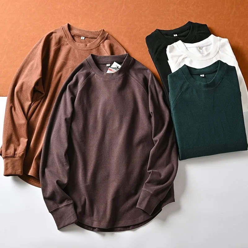 Men's Crew Neck Sweatshirts Patchwork Solid Velvet Warm Long Sleeve Sweatshirts Irregular Streetwear Loose Fit Male Pullovers