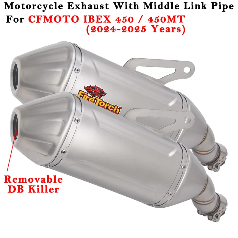 

Motorcycle Exhaust Escape System Modified Muffler With Middle Link Pipe DB Killer Slip On For CFMOTO 450MT IBEX 450 MT 2024 2025