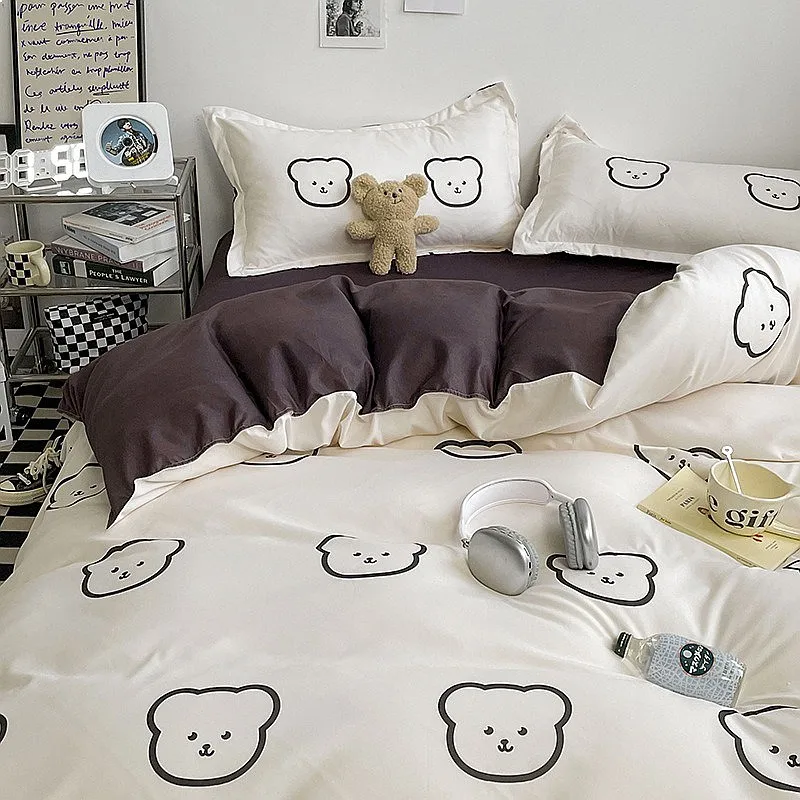 3/4PCS Warm Soft Duvet Cover Set All Seasons Bedding Sack for Autumn Winter Spring